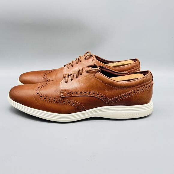 Cole Haan Shoes Mens 11.5 Brown Leather OriginalGrand Wingtip Oxford Dress - Picture 1 of 9